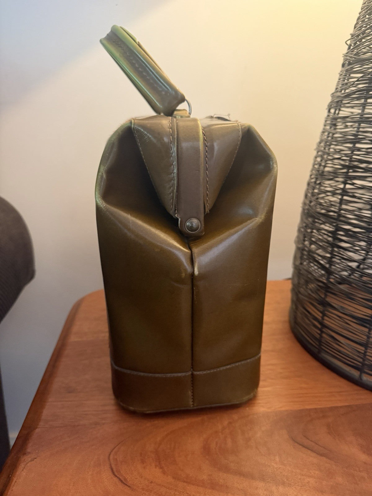 Vintage GOLD PFEIL Steer Hide Cowhide Doctor Bag Handbag Germany 1960s