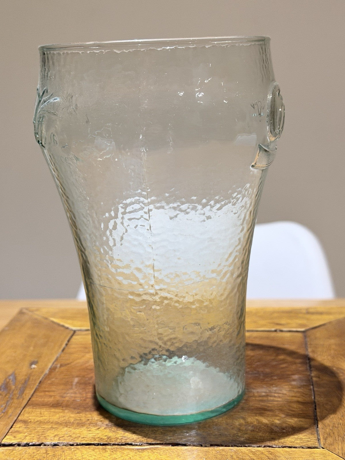 Vintage Coca Cola Embossed 1L Glass Tumbler Large Green Tint Retro 16cm
