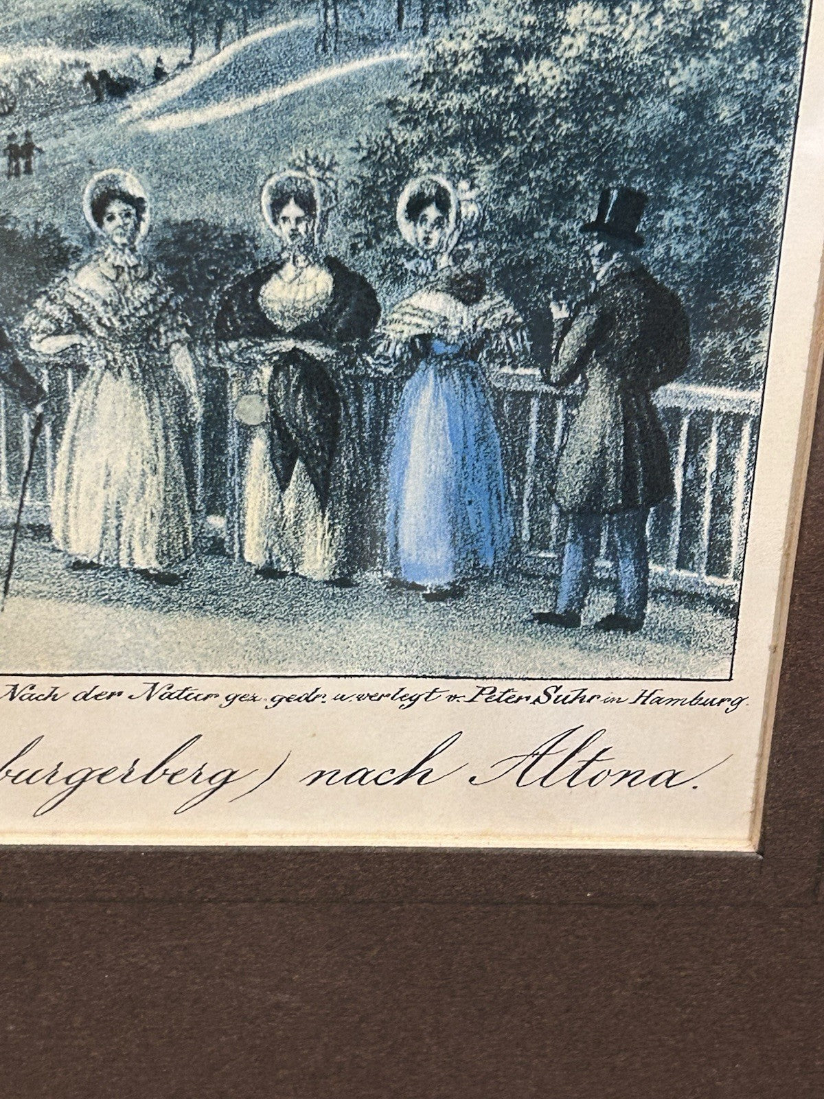Framed Vintage Offset Print of 19th Century Hamburg Scene – Peter Suhr