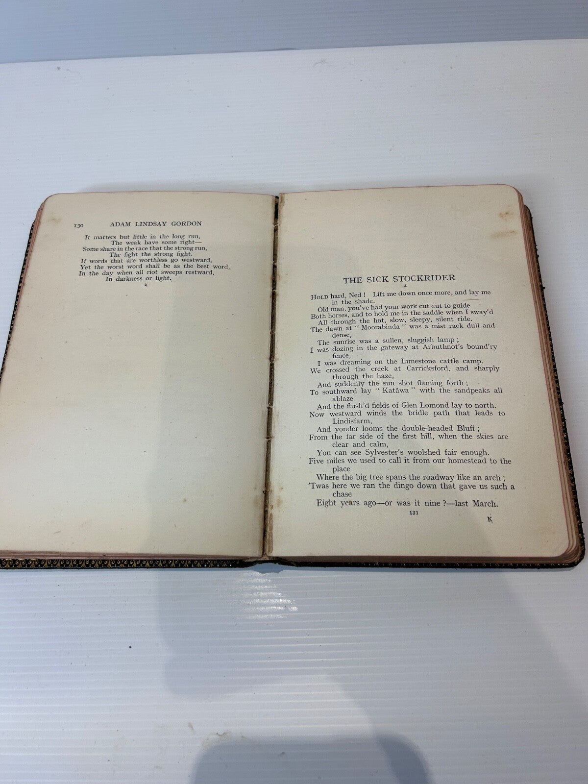 Poetical Works of Adam Lindsay Gordon HC Ward Lock c1900 Gilt Leather 304pp