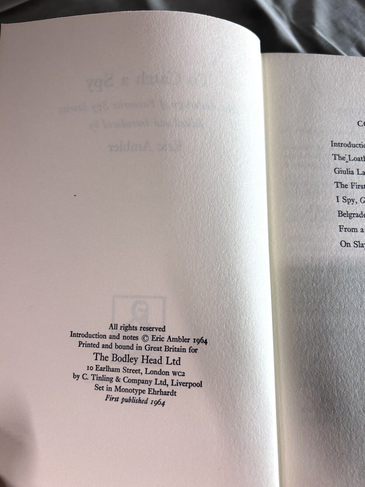 To Catch a Spy by Eric Ambler 1964 First Edition