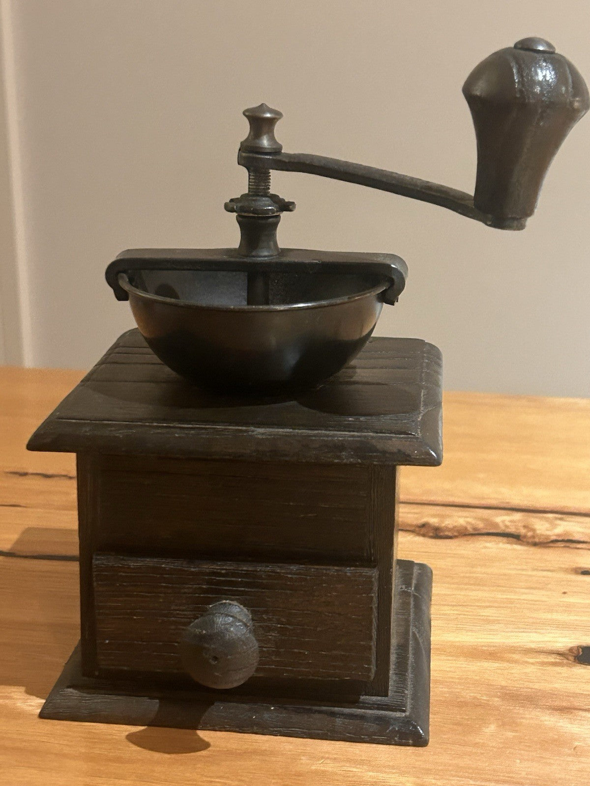 Tre Spade Vintage Coffee Grinder Made Italy Cast Iron Wooden Hand Mill 19cm