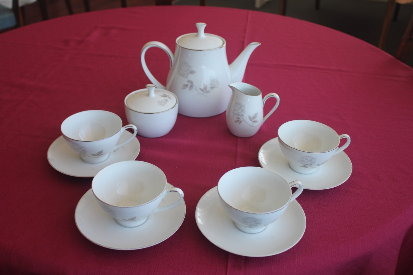 Noritake Rosay Tea Set (10pc) Japanese Vintage Teapot, Cups, & More