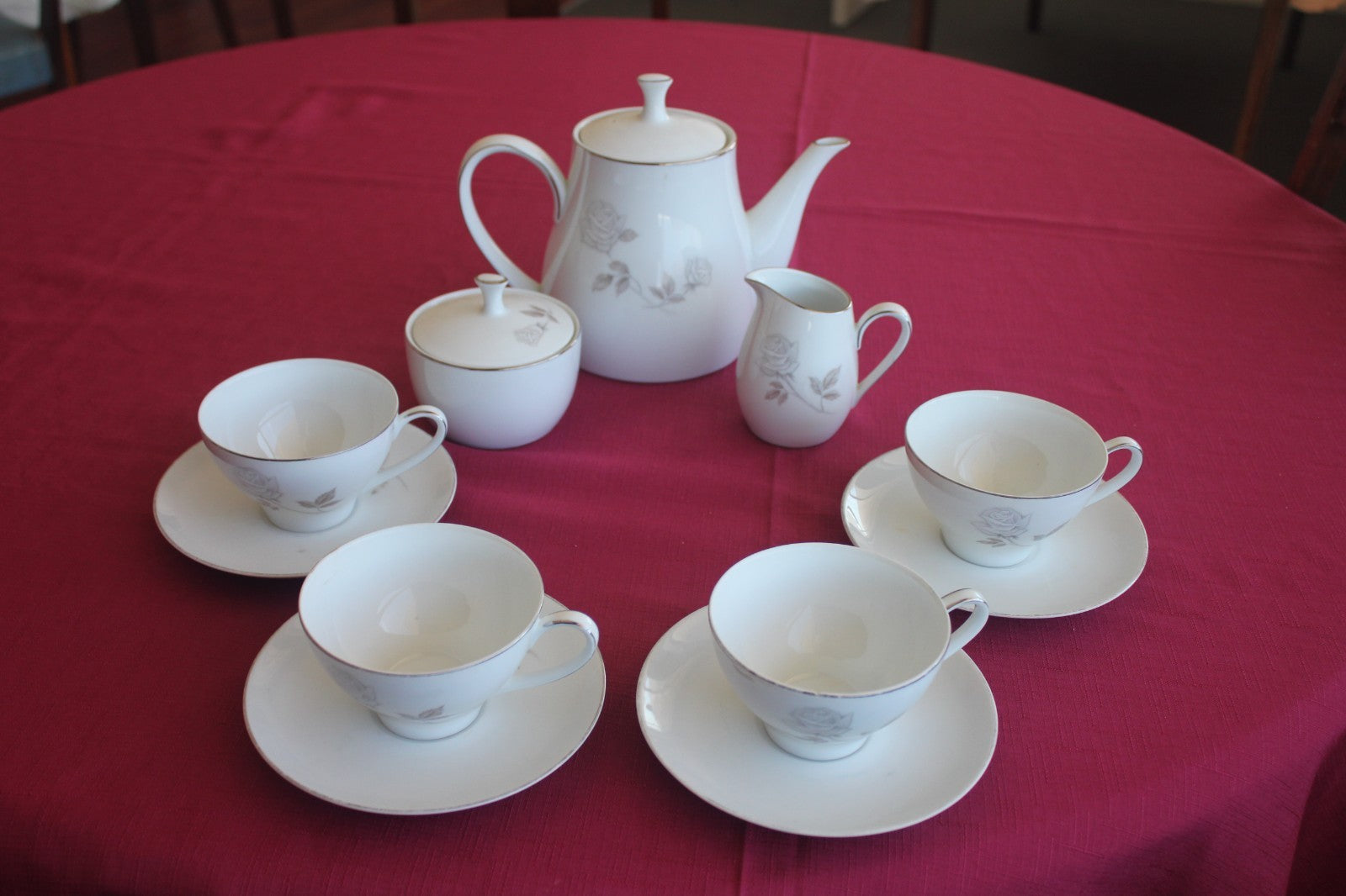 Noritake Rosay Tea Set (10pc) Japanese Vintage Teapot, Cups, & More