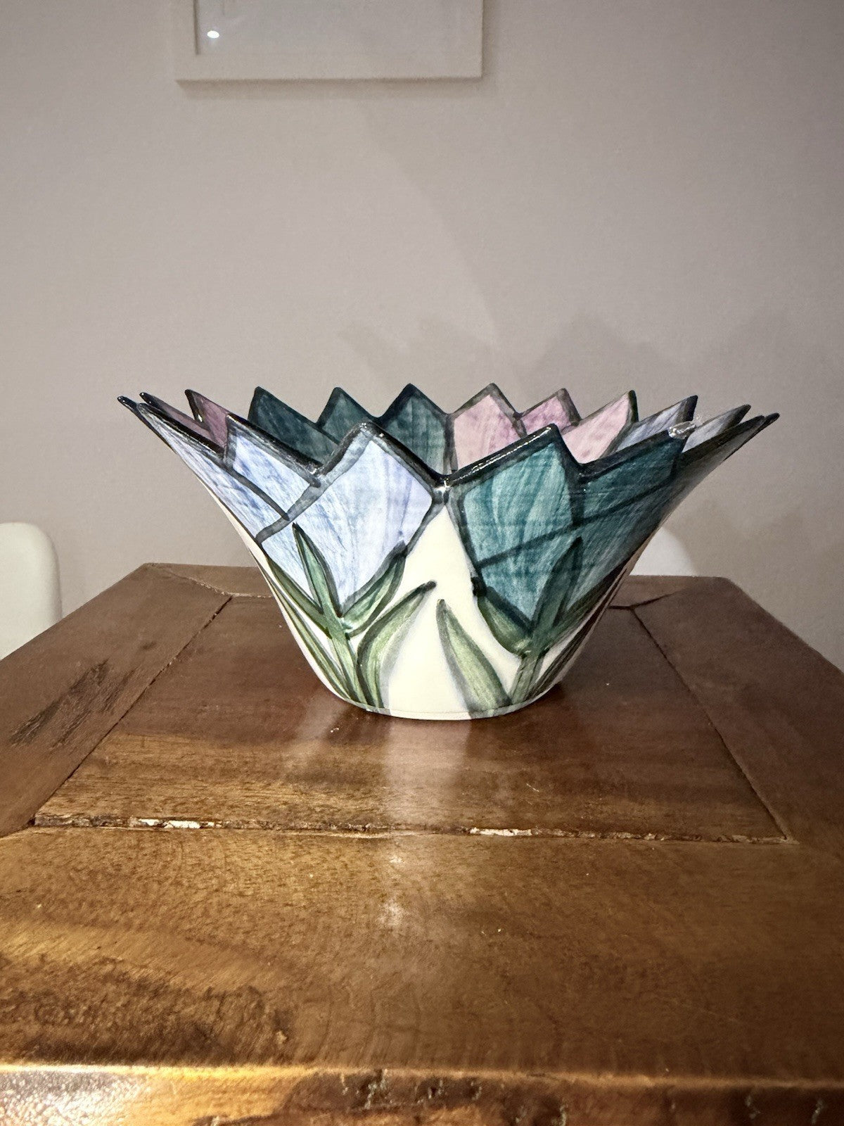 Vintage Peggy Callahan Studio Pottery Bowl Australia Floral Signed 