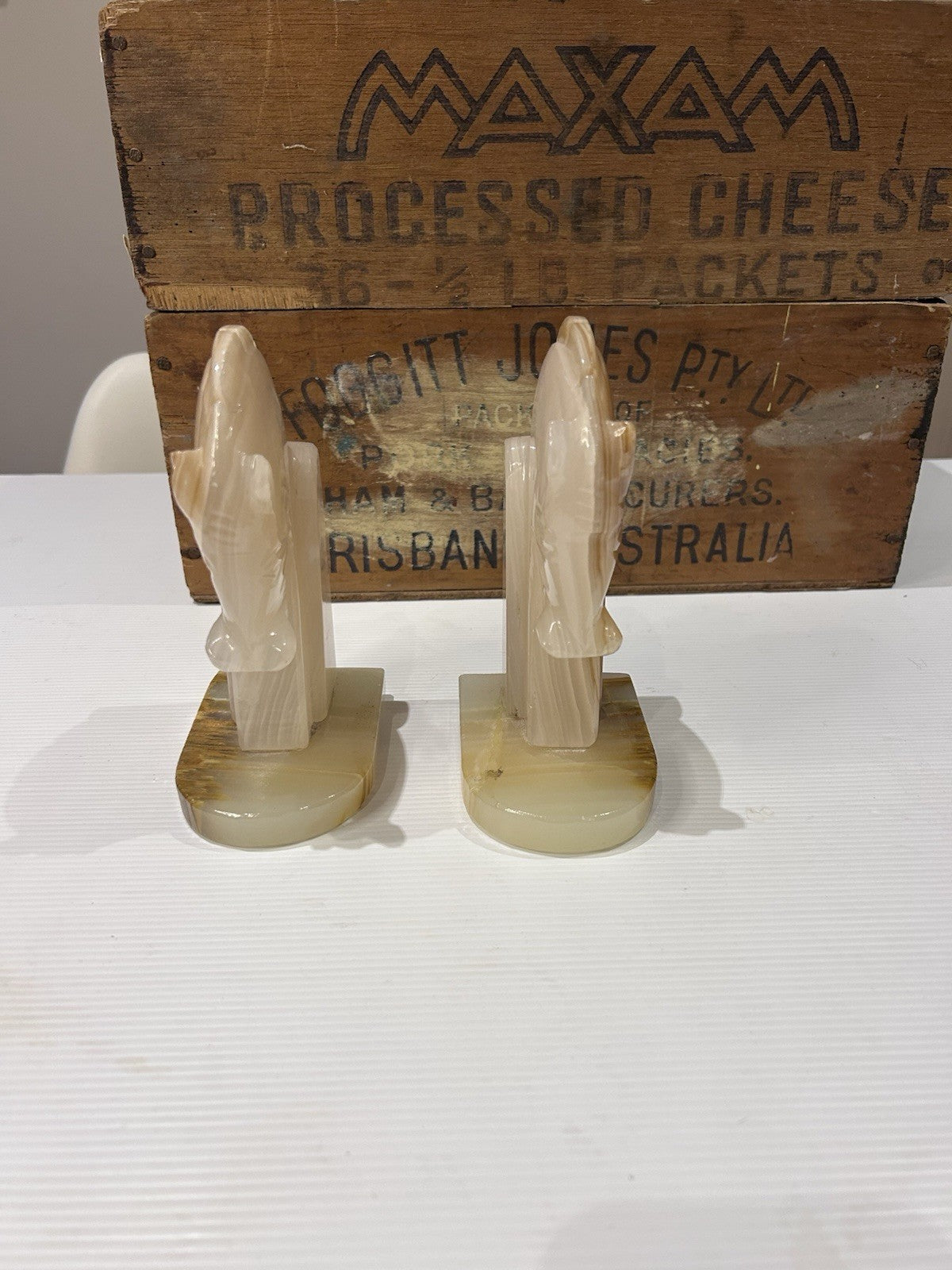 Vintage Onyx Horse Head Bookends Pair – Mid-Century Art Deco Style 16cm Tall