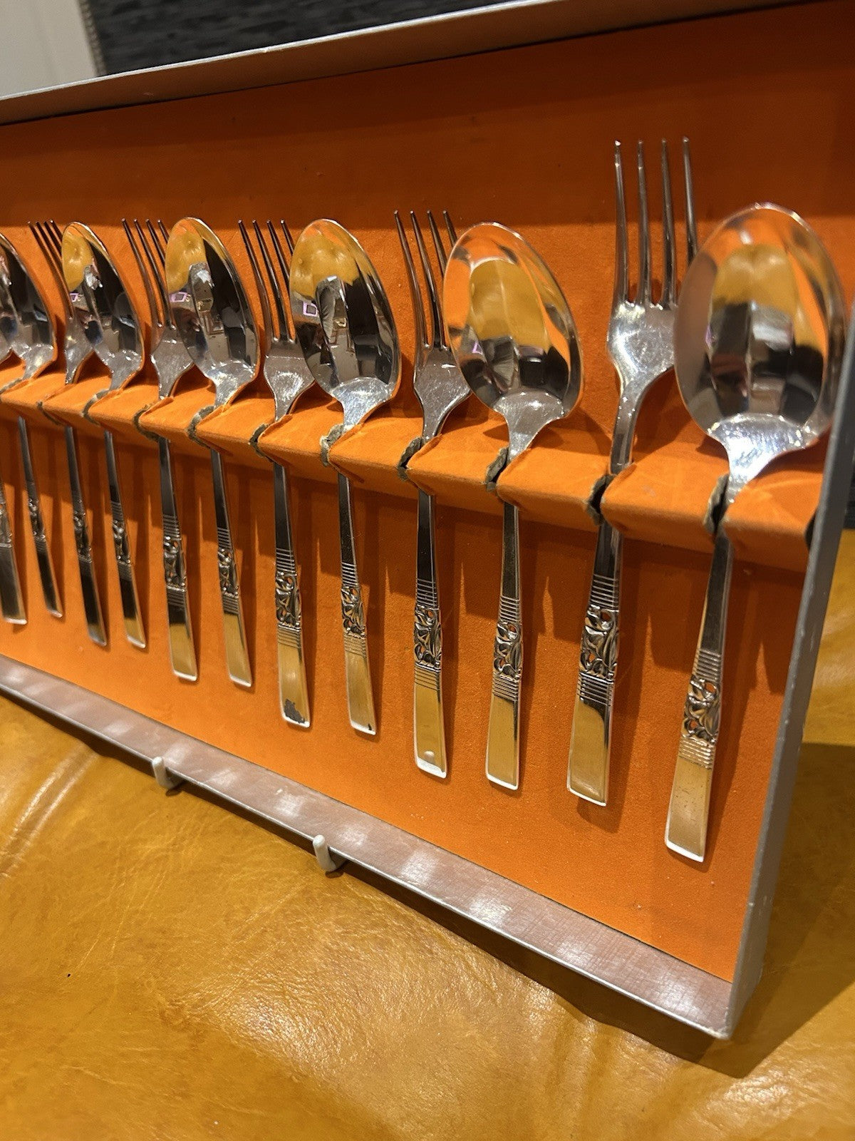 Vintage Community Silverplate Cutlery Set 12pc Boxed Floral Handle