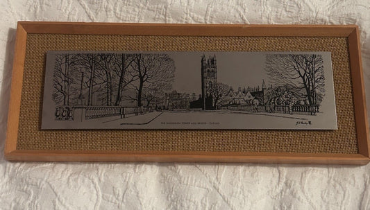 Omichways Oxford Magdalen Tower Stainless Steel Wall Plaque Framed Vintage 
