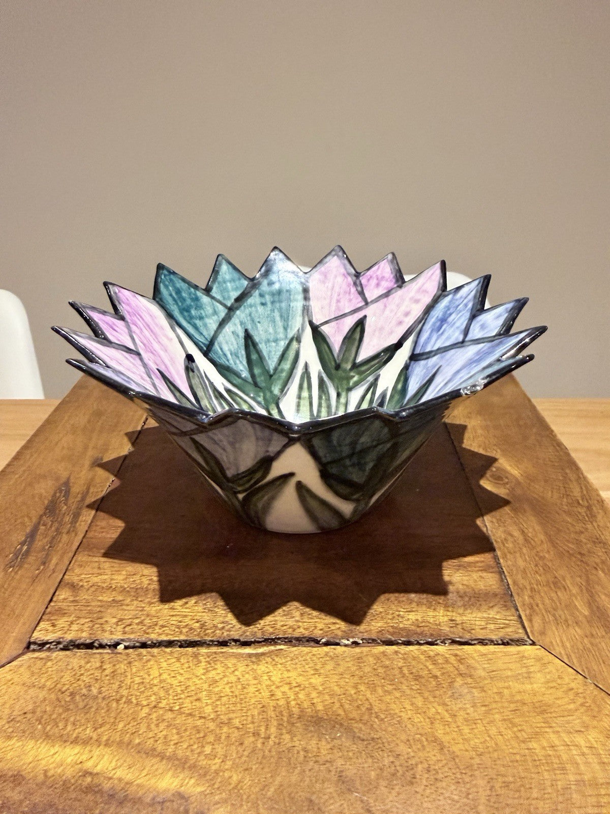 Vintage Peggy Callahan Studio Pottery Bowl Australia Floral Signed 