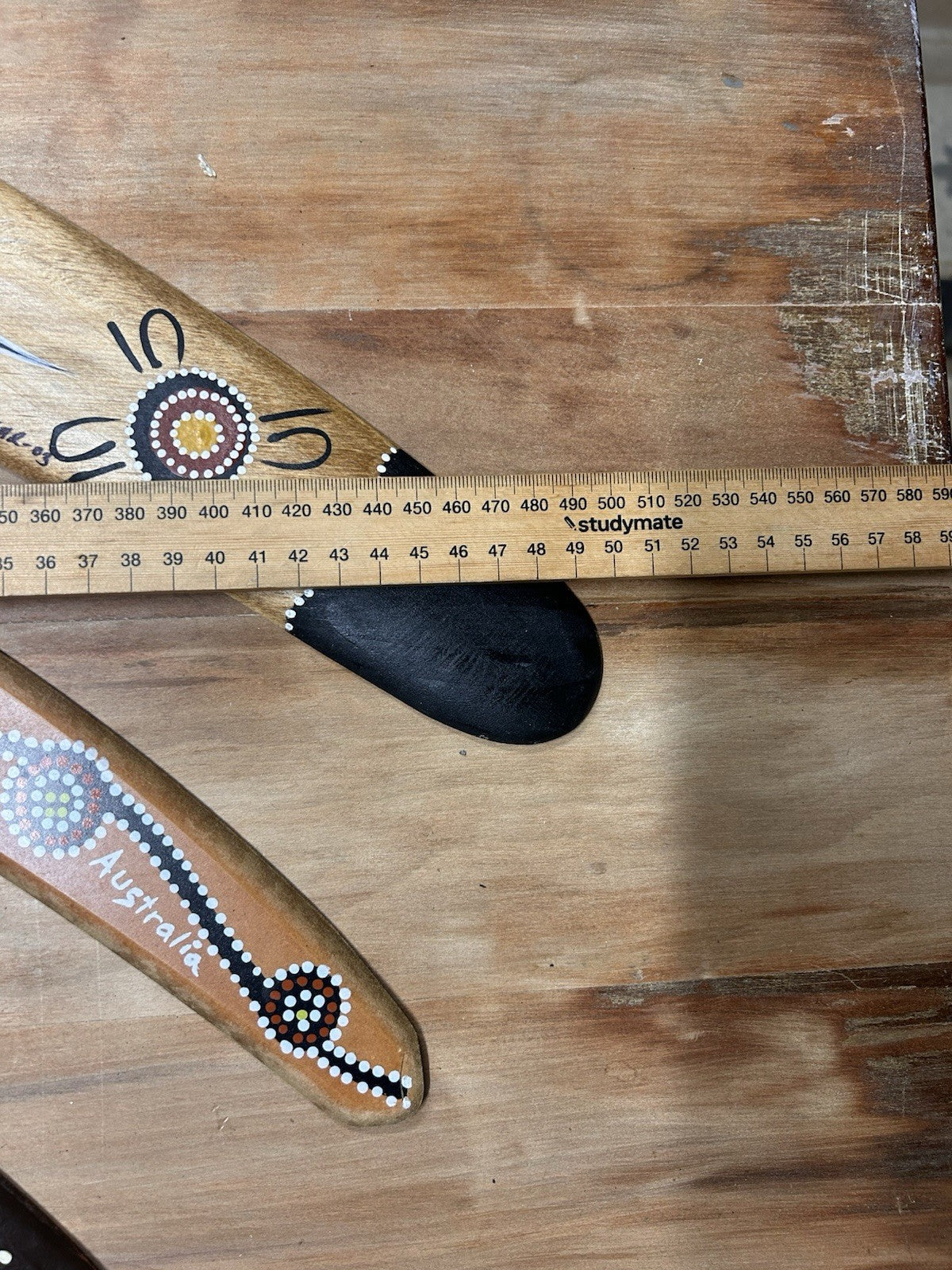 Set of 3 Hand Painted Wooden Boomerangs – Aboriginal Art Style Souvenirs