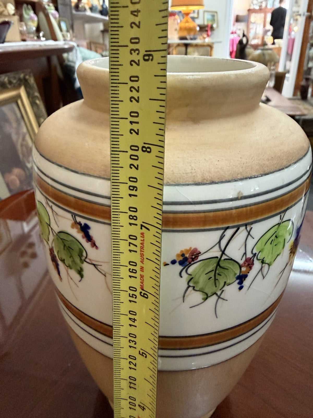 Peralba Valencia Spain Hand Painted Pottery Vase 22cm Floral Vintage Ceramic