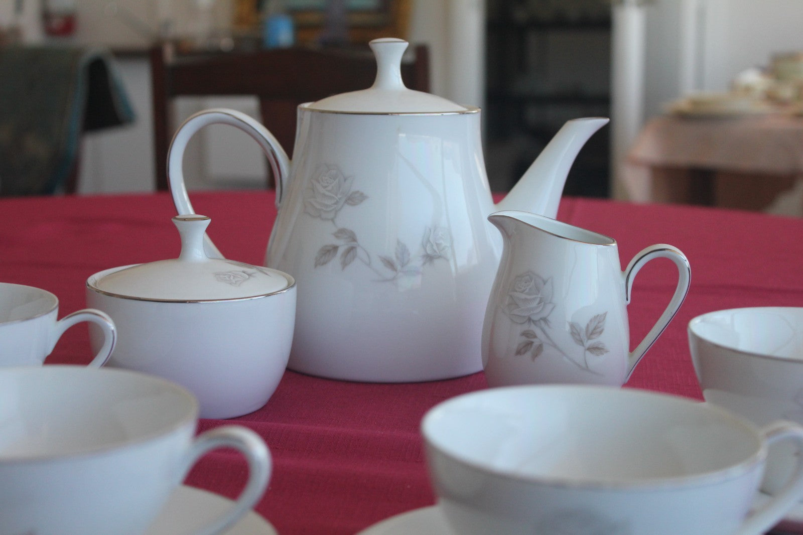 Noritake Rosay Tea Set (10pc) Japanese Vintage Teapot, Cups, & More