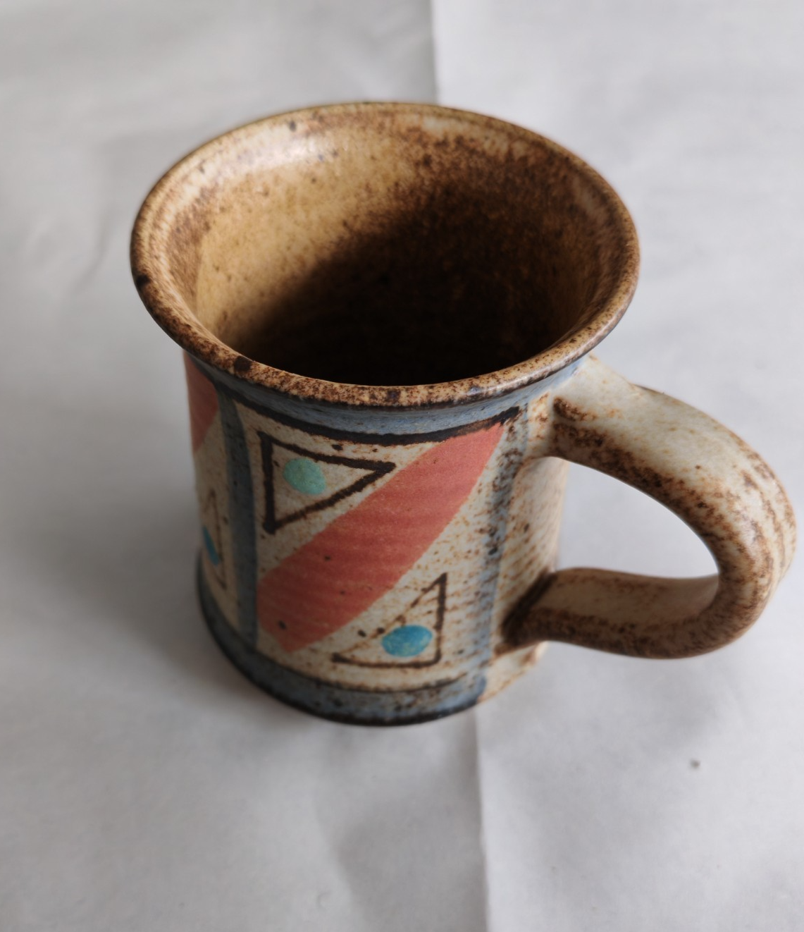 Vintage 'Taggerty Pottery' Studio Pottery Mug – Handcrafted Geometric Stoneware