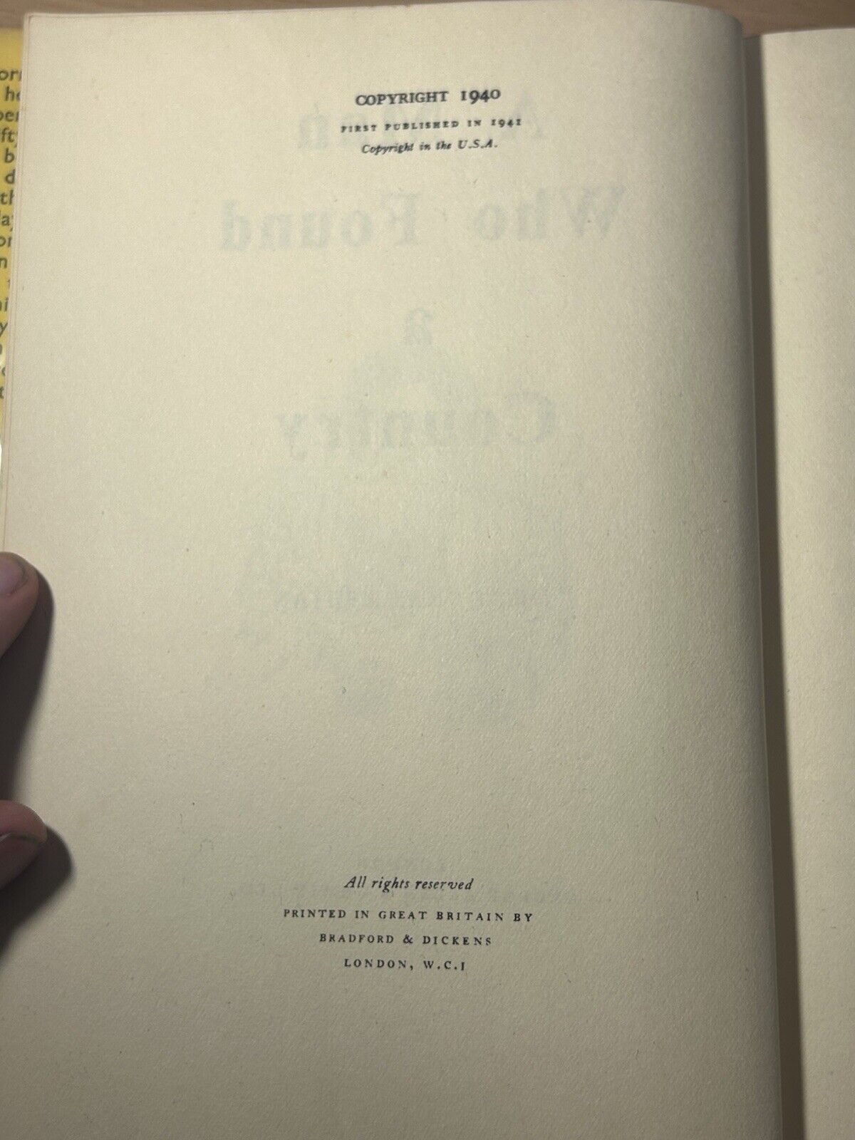 Nakashian, A  (Dr.) .. A Man Who Found a Country 1st UK Edition 1941