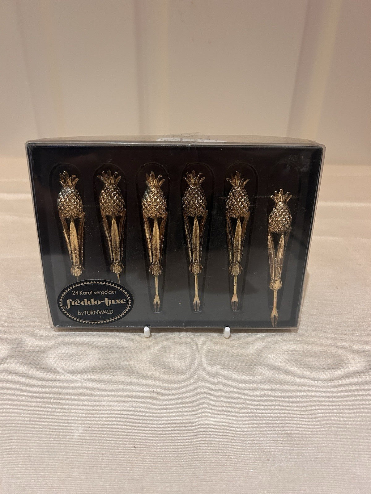 Vintage Freddo-Luxe Pineapple Cocktail Picks 24K Gold Plated Turnwald Set