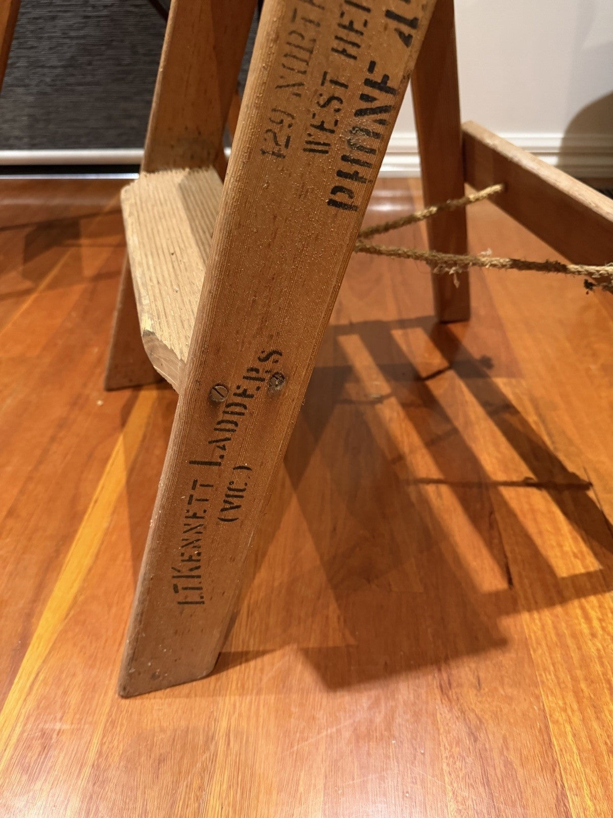 Vintage L Kennett Ladders Wooden Light House Step Ladder No 3 Industrial