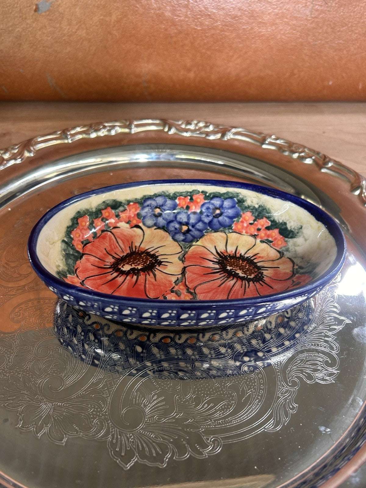 Eva’s Collection UNIKAT K. Kaleta Hand-Painted Boleslawiec Floral Bowl 18 cm