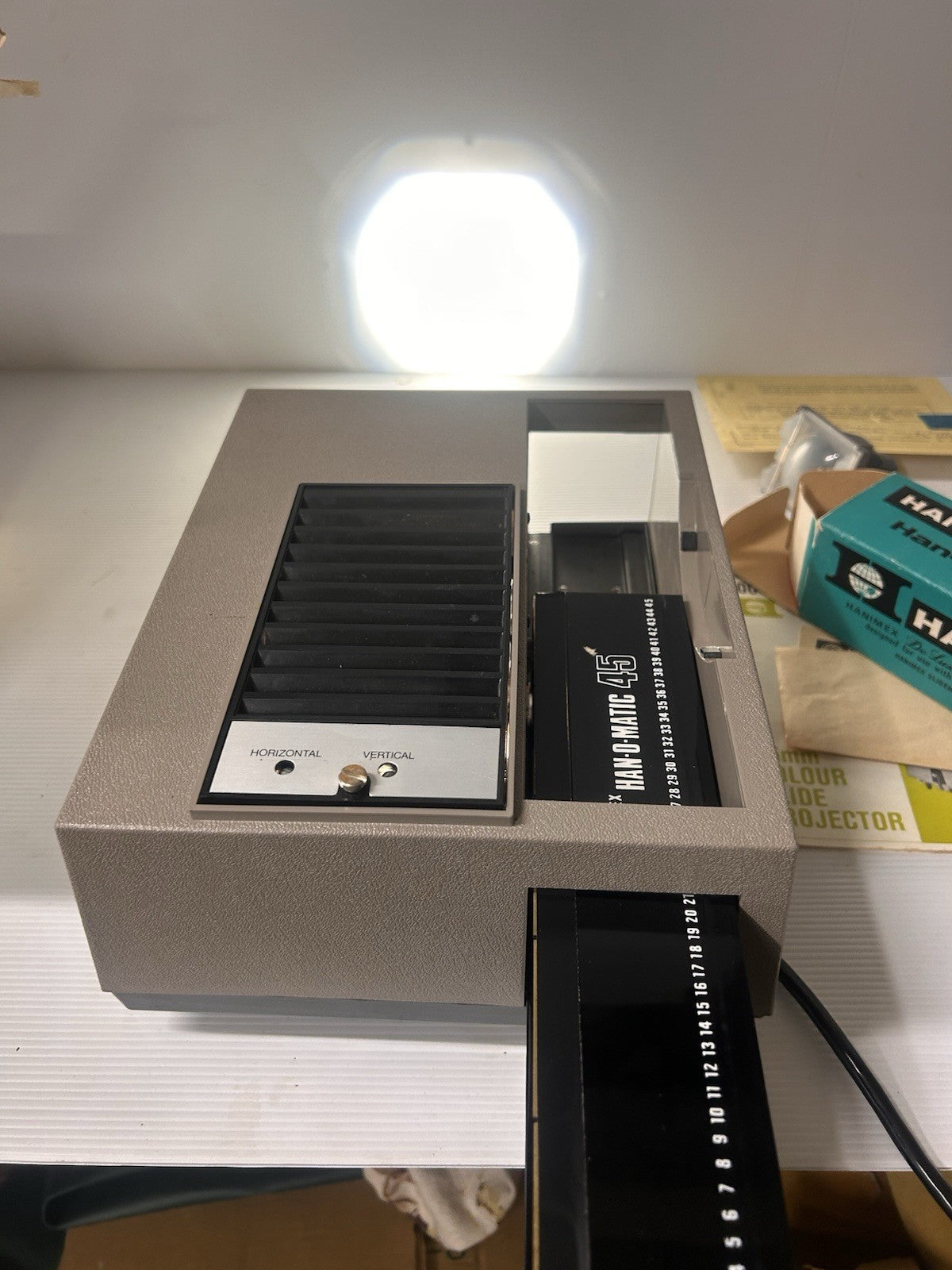 Hanimex Rondette 35mm Colour Slide Projector 1973 Boxed Working w/ Papers