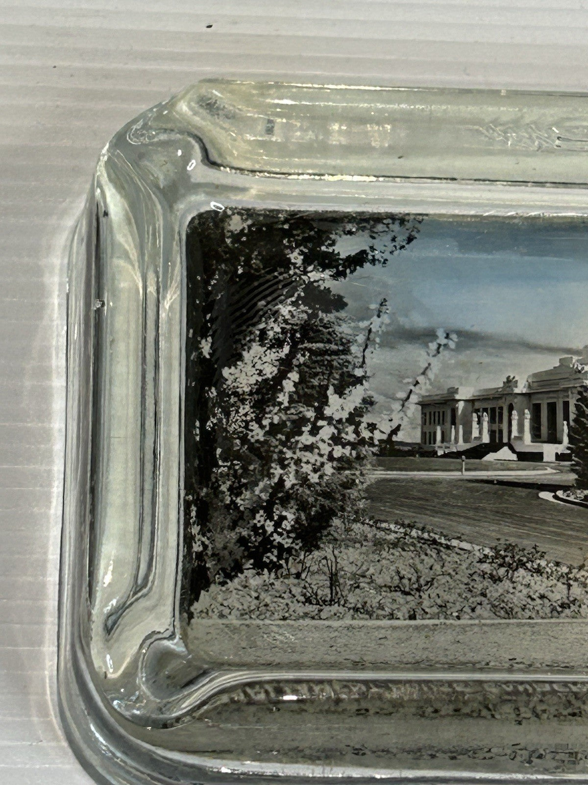 Vintage Glass Ashtray Parliament House Canberra Souvenir 1950s Reverse Paint