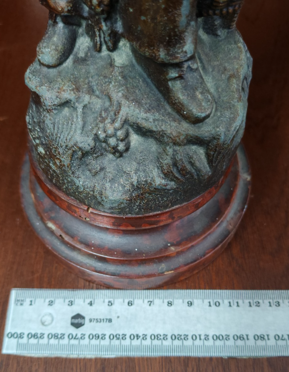 Vintage Figural Spelter Statue – Young Grape Harvester on Marble Base