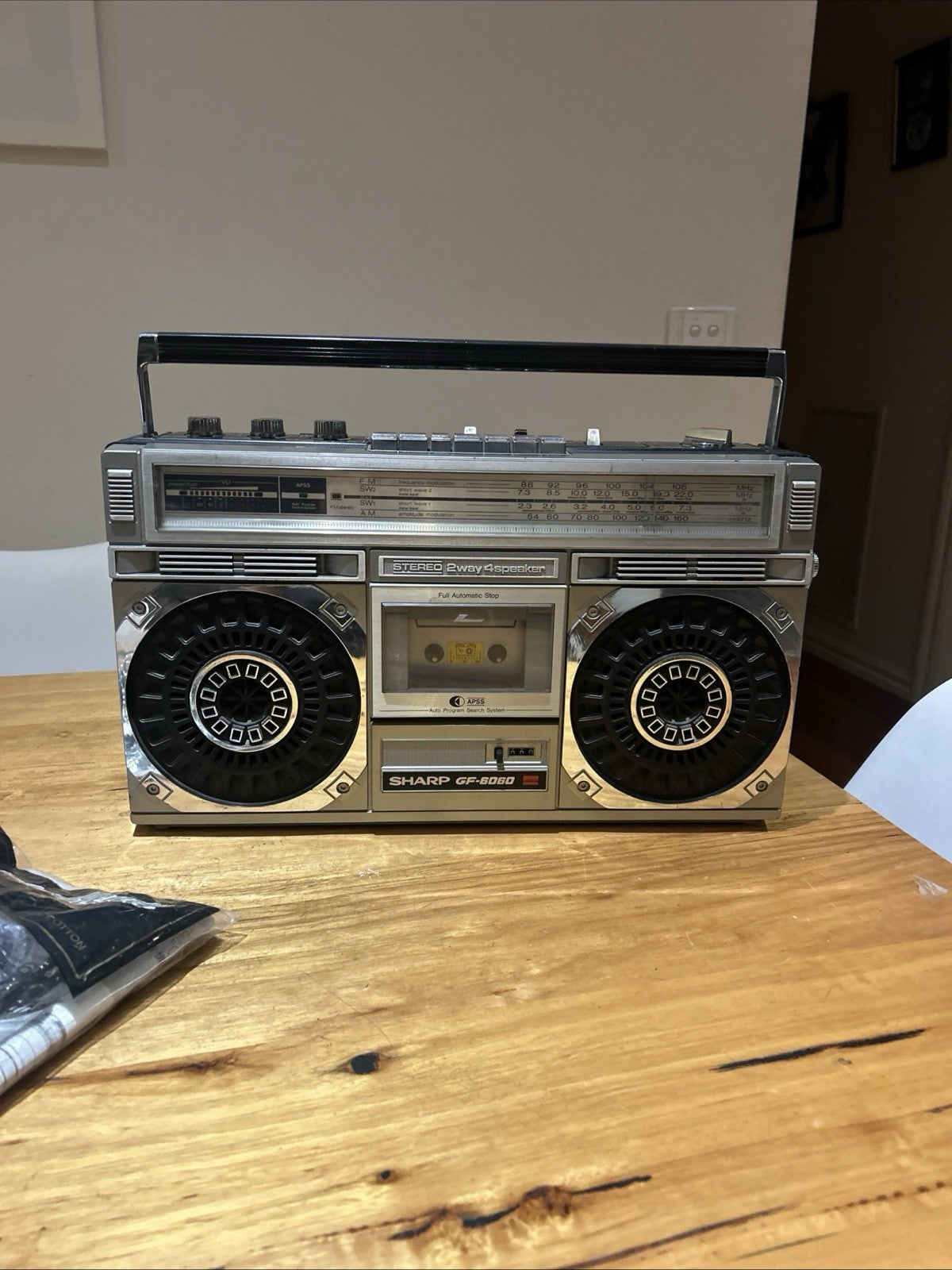 Vintage Sharp GF-6060 Boombox Radio And  Manual - Works, Tape Deck Needs Belts