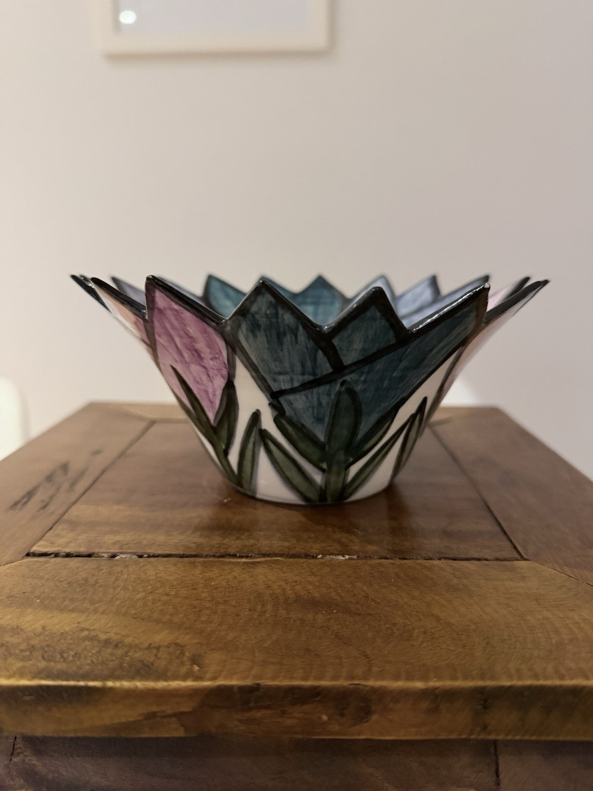 Vintage Peggy Callahan Studio Pottery Bowl Australia Floral Signed 
