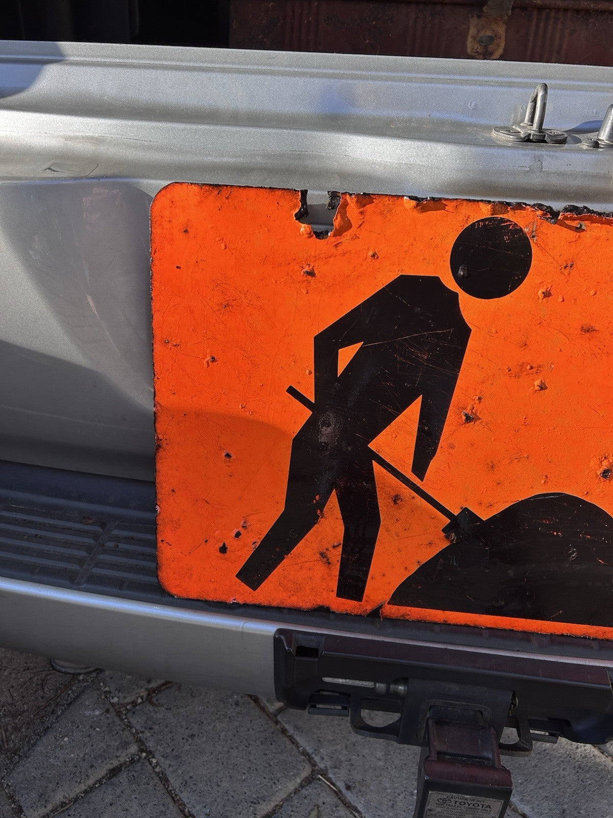 Double-Sided Vintage Australian Roadwork Sign Yellow & Orange  c.1978–85 DeNeefe