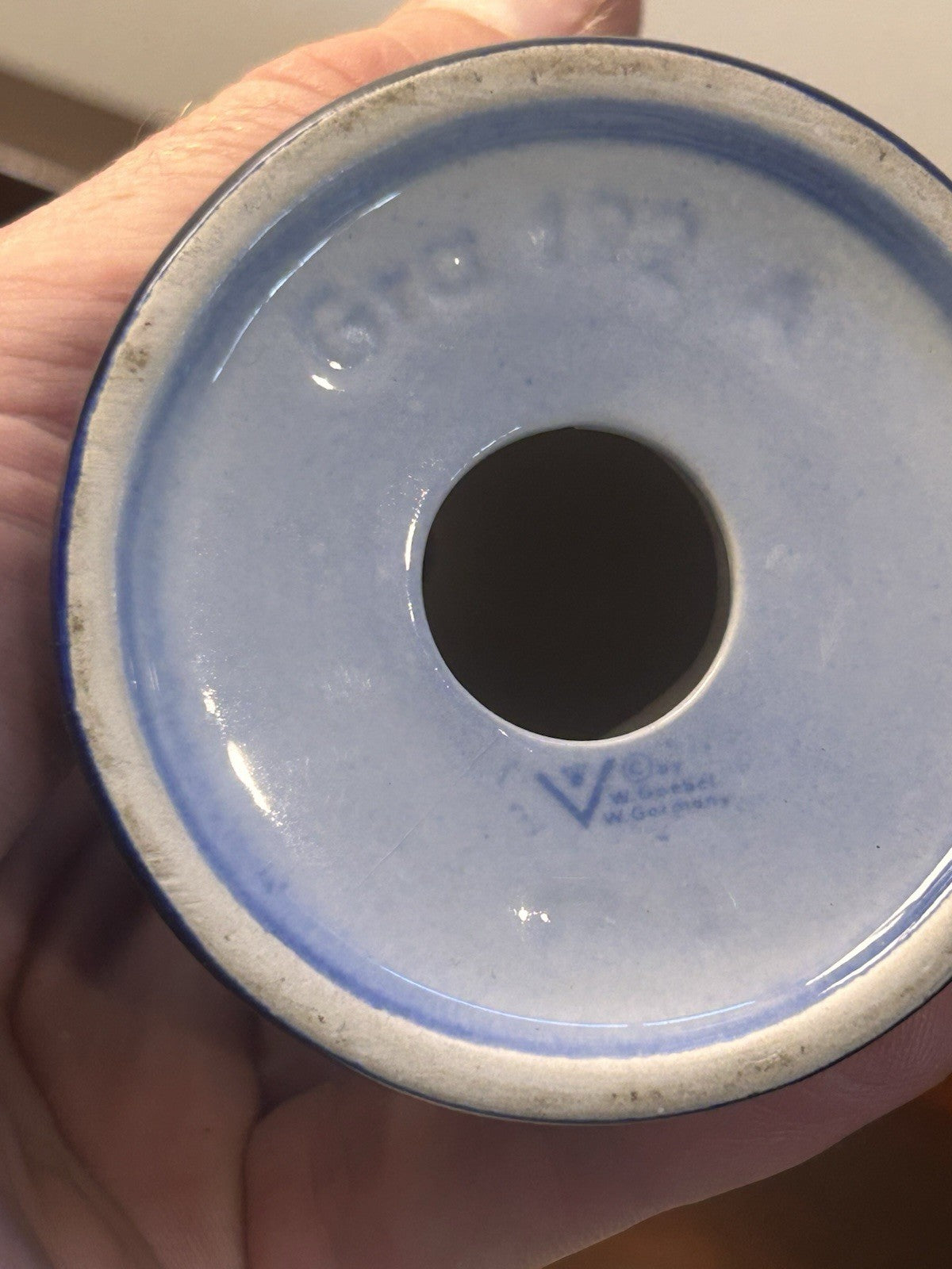 Goebel West Germany Rooster Figurine Blue Hand Painted Folk Art Style 17cm