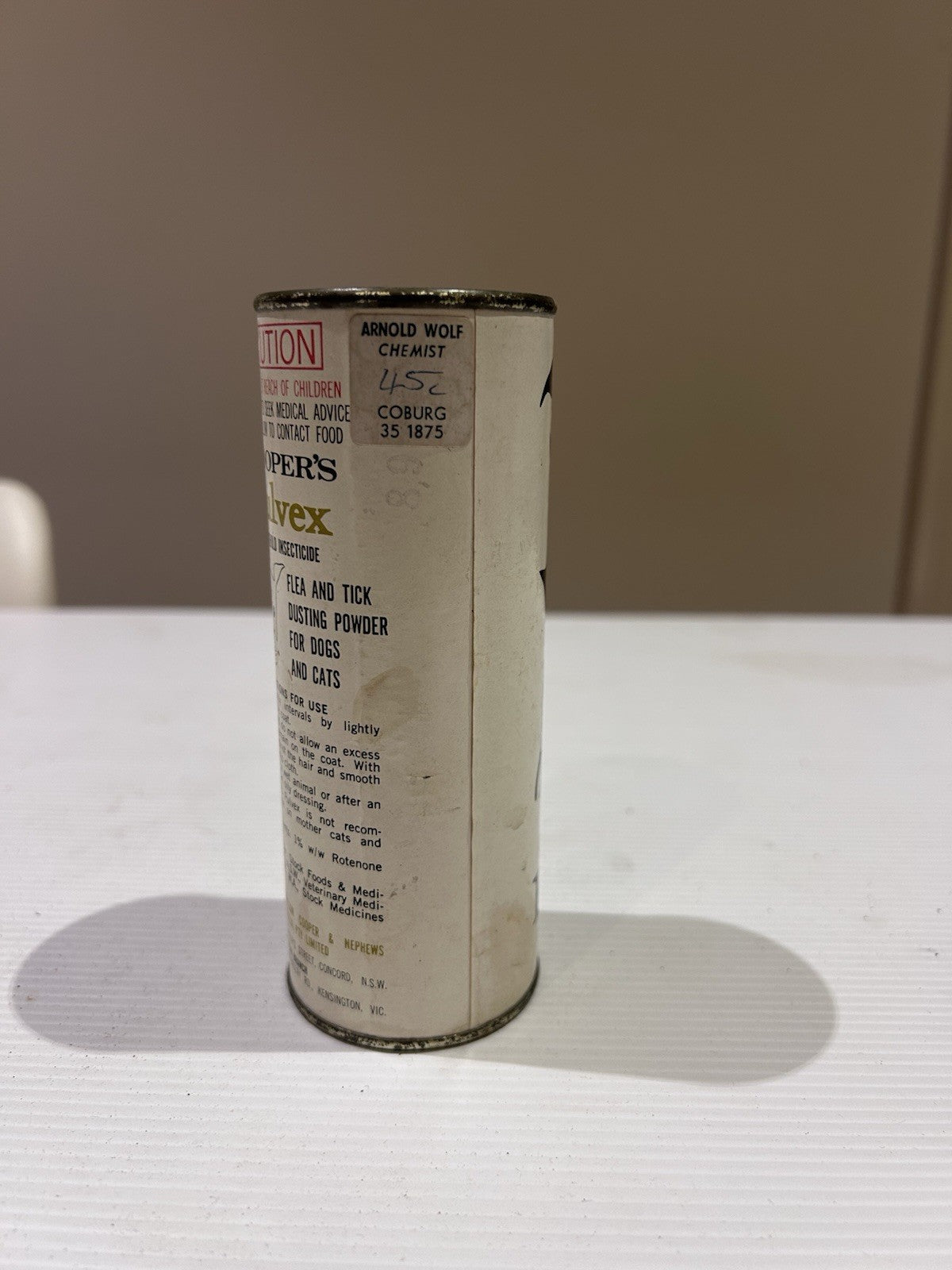 Vintage Cooper’s Pulvex Flea Tick Powder Tin Dog Cat Graphics 4oz Australia
