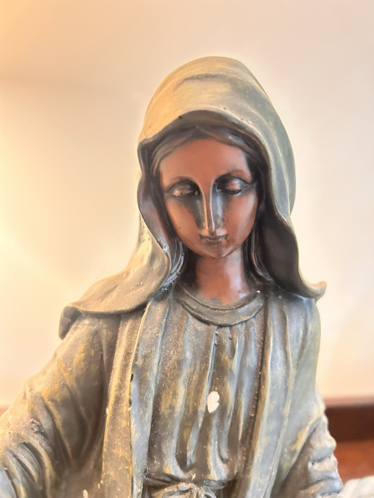 Vintage 1950s Virgin Mary Chalkware Statue Madonna 41cm Religious Figurine