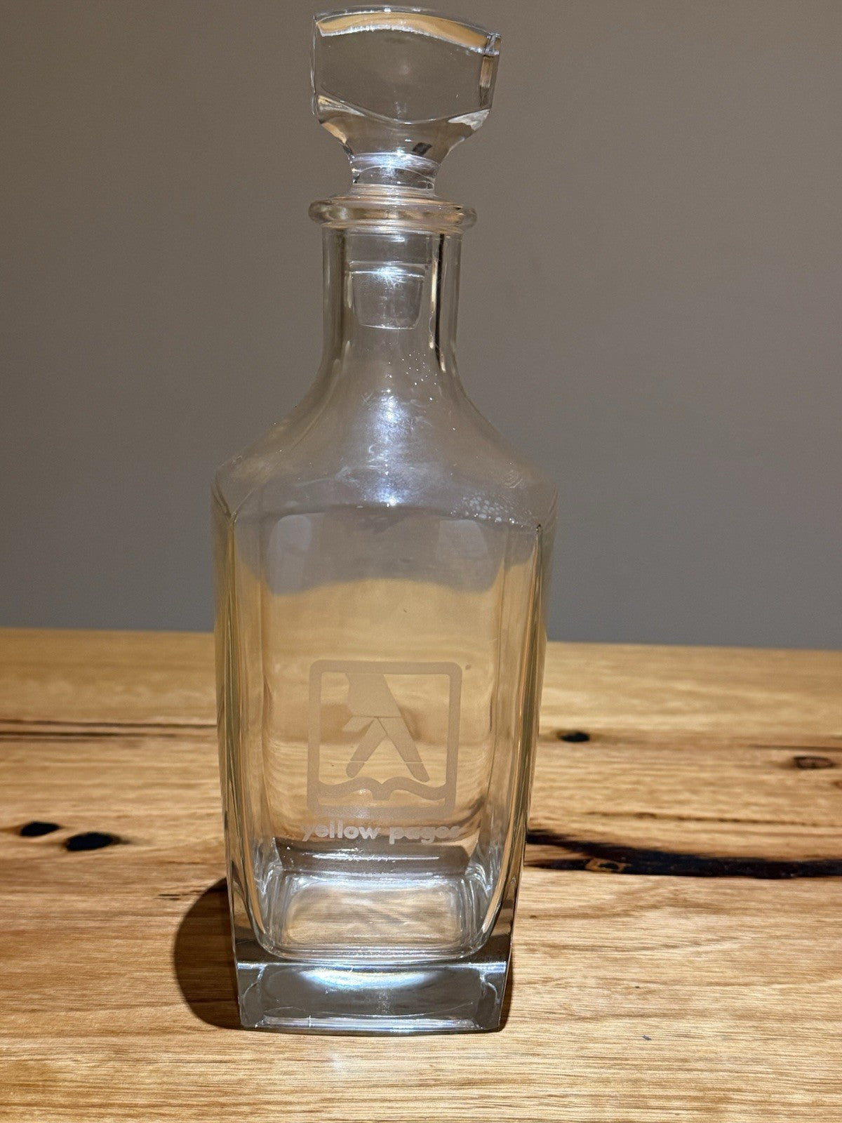 Yellow Pages Glass Decanter Bottle Stopper Advertising Barware Vintage