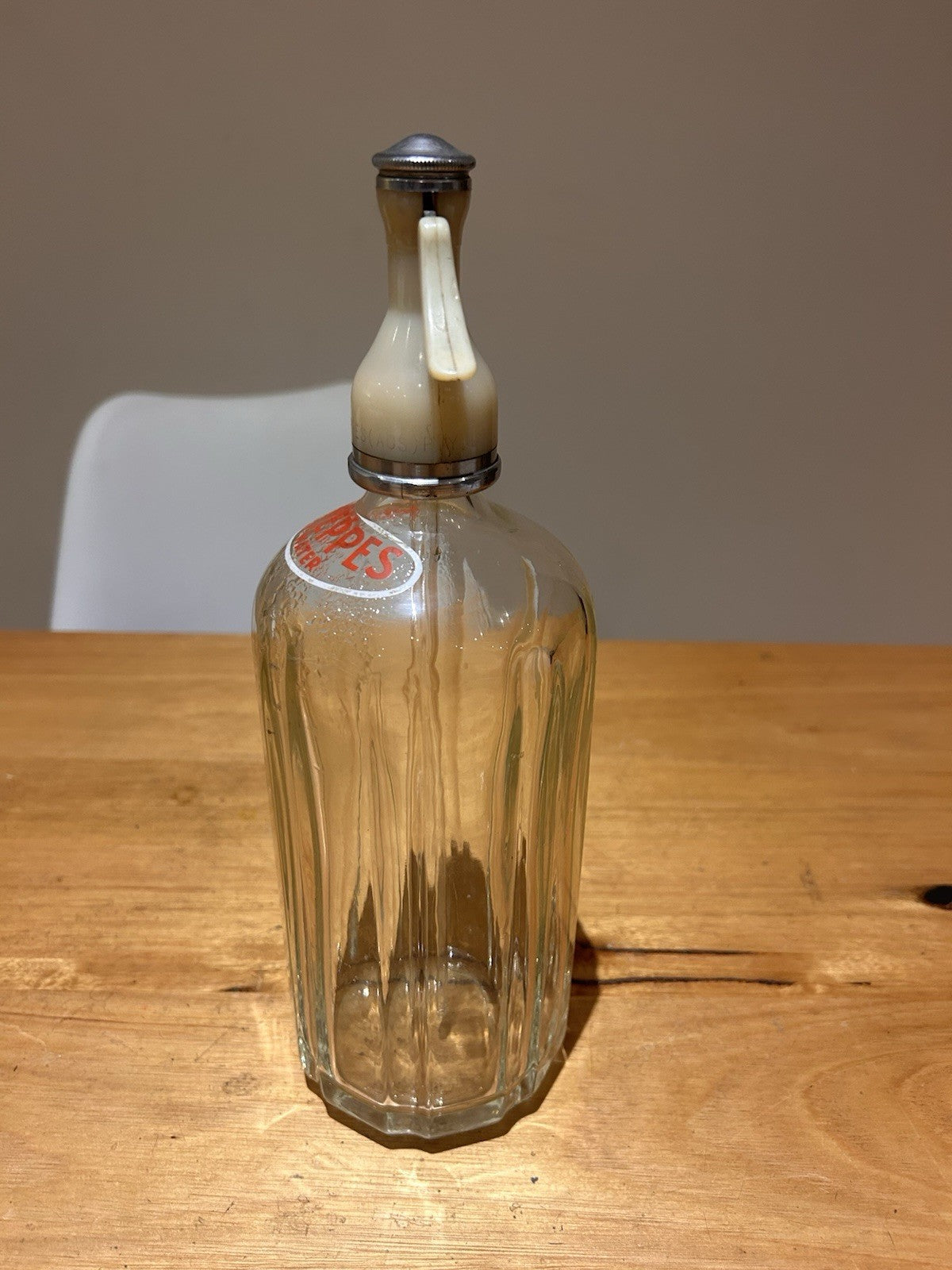 Pair of Schweppes Soda Siphons 1950s Bakelite Tops Cream & Black Levers