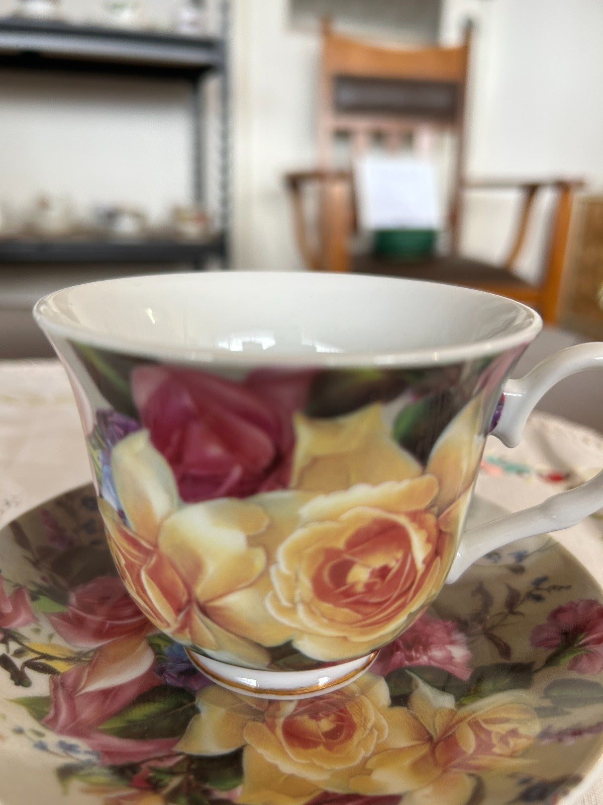Vintage Floral Tea Cup & Saucer Set Season Collection Roses China