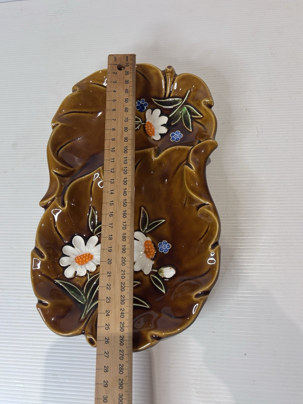 Vintage Japanese Pottery Condiment Set – Hand-Painted Brown Glaze Floral