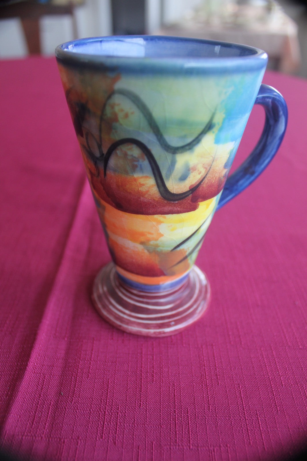 Australian Studio Pottery Pedestal Mug – Kez & M Jay Design – Signed Kate, 1999