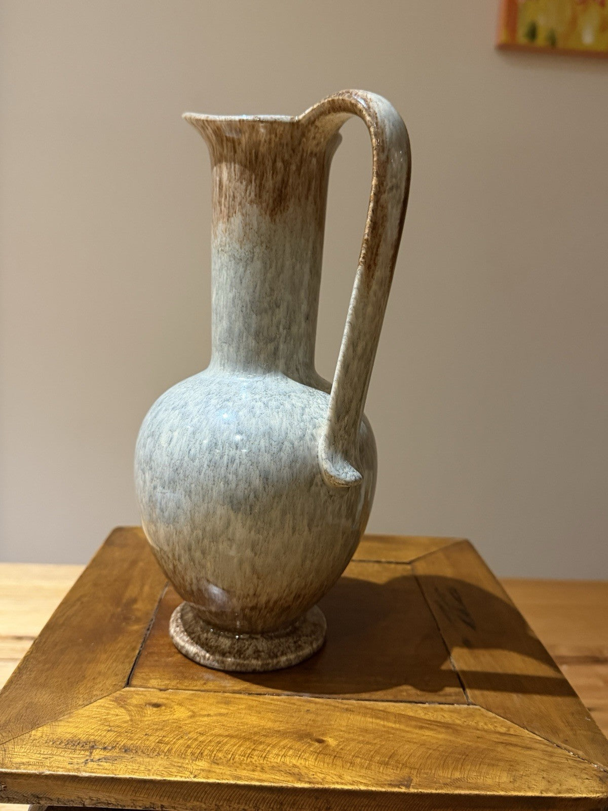 Vintage West German Pottery Jug Vase 639/3 Blue Brown Drip Glaze 25cm