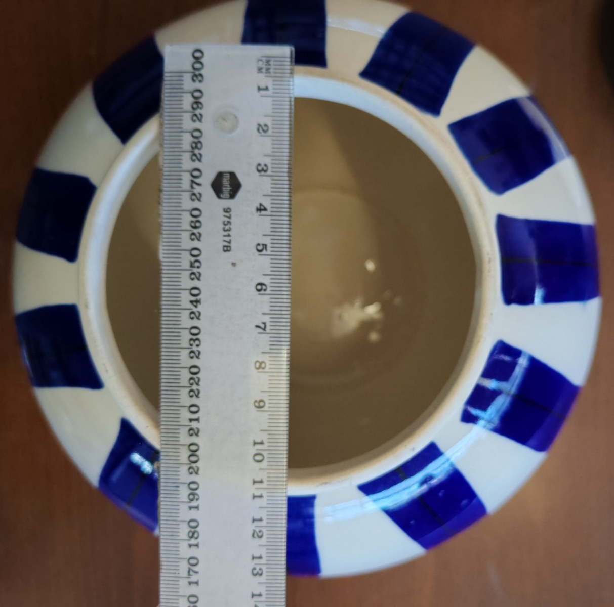 Robert Gordon Lidded Ginger Jar - Blue Stripe Lemon - Australian Pottery