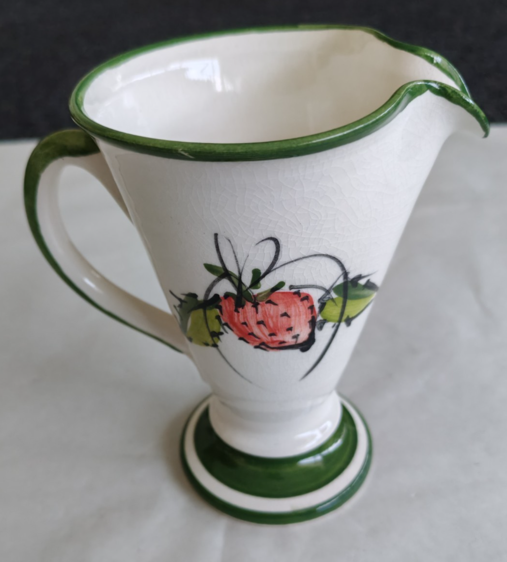 Vintage Hand-Painted Strawberry Cream Jug / Milk Pitcher – Studio Pottery