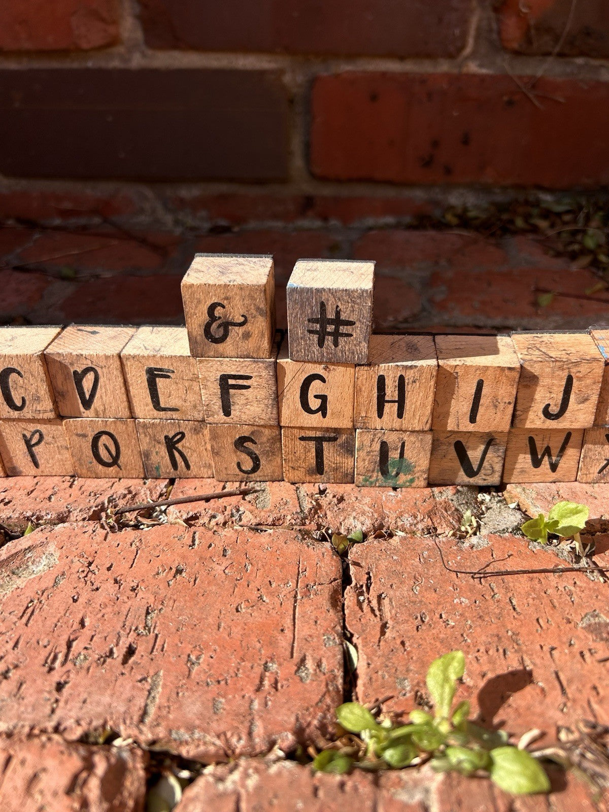 Vintage Wooden Rubber Stamp Alphabet Blocks – Complete A–Z + Symbols 