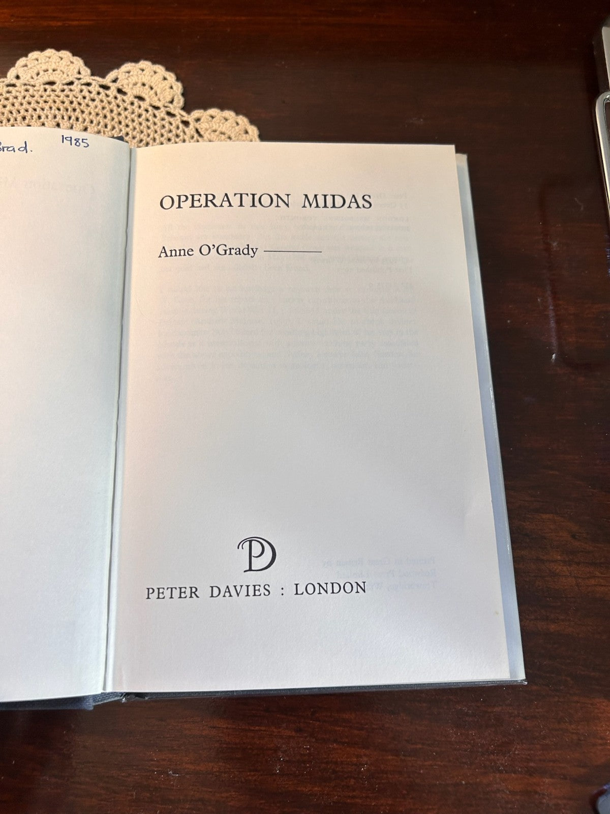 Operation Midas - Anne O'Grady (1973) First UK Edition Hardcover Peter Davies