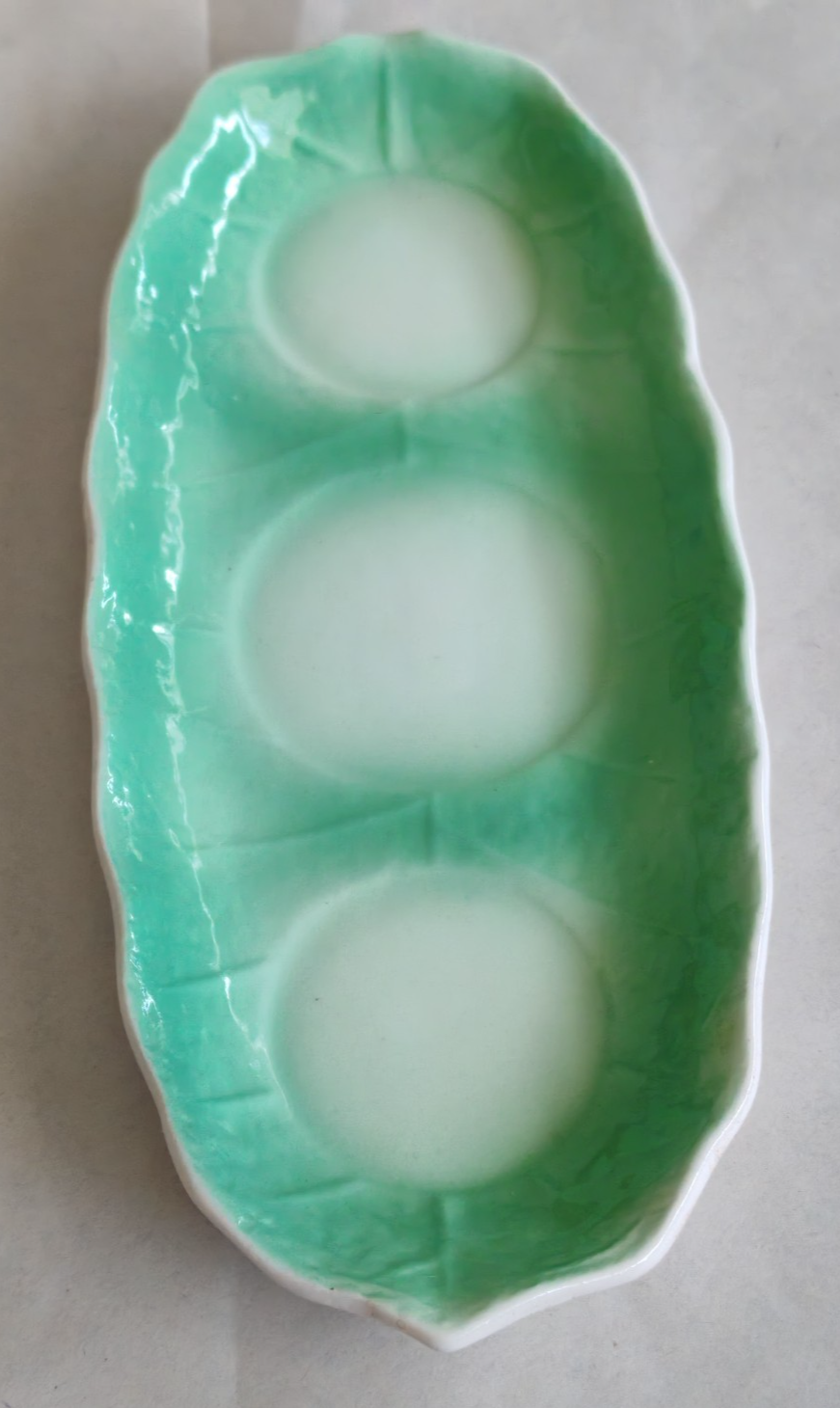 Vintage Japanese Peach Cruet Set on Leaf Tray – Salt, Pepper & Jam