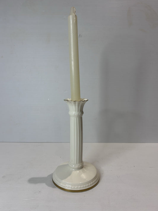 Mikasa Ivory Bone China Candle Holder B2001 Japan 24K Gold Trim 18cm