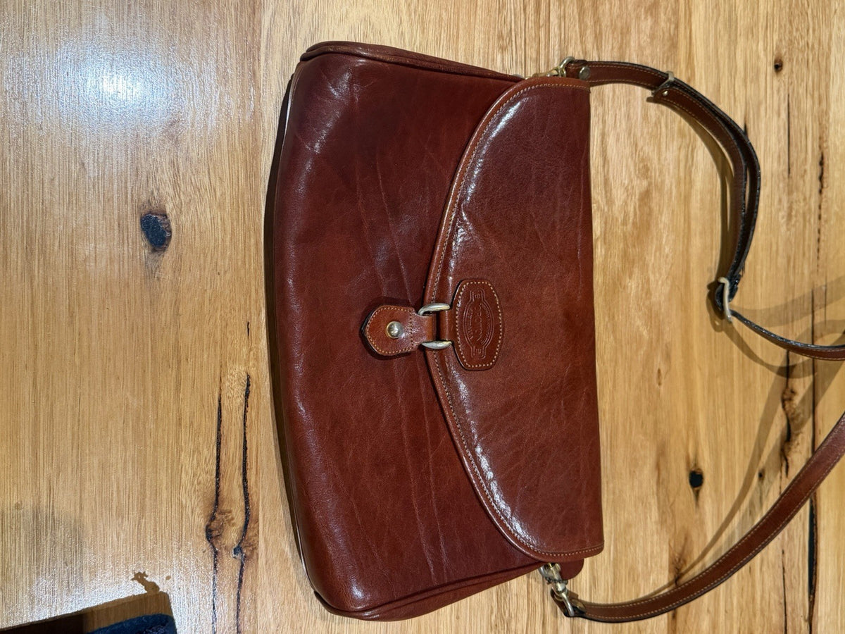 Vintage Oroton Florence Leather Shoulder Bag Brown Made in Australia Handbag