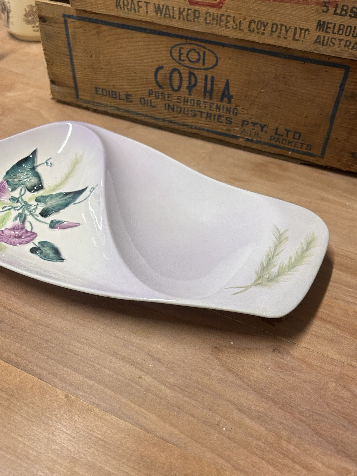 Carlton Ware Divided Dish Handpainted 1950s Australian Design 33cm Floral
