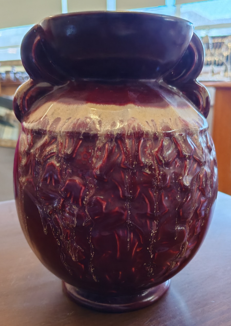 Vintage Belgium (n.553) Art Pottery Vase - Oxblood Drip Glaze