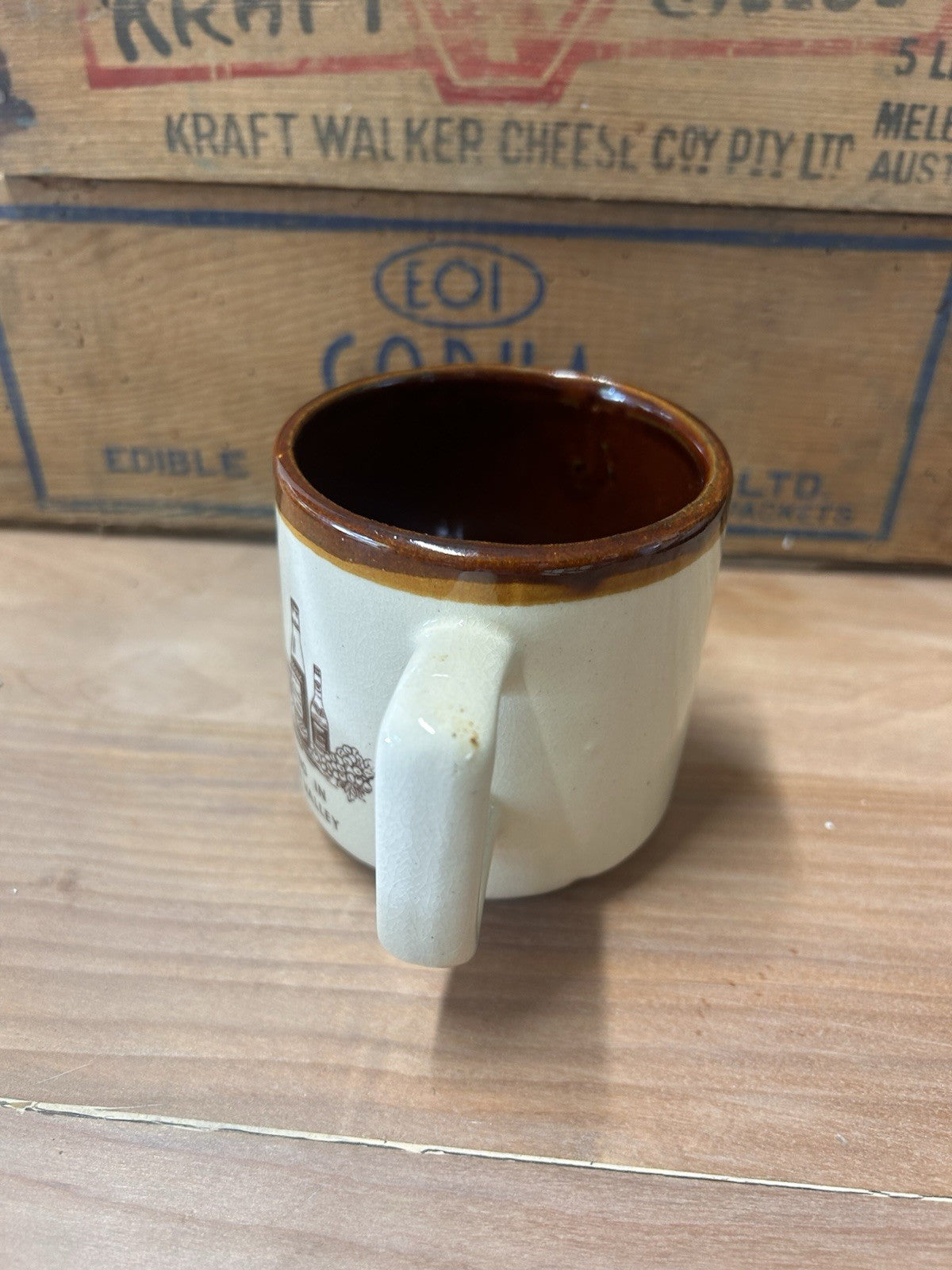 Our Town Newcastle Pottery Mug – Nobbies Beach Lake Macquarie Vtg 1980s