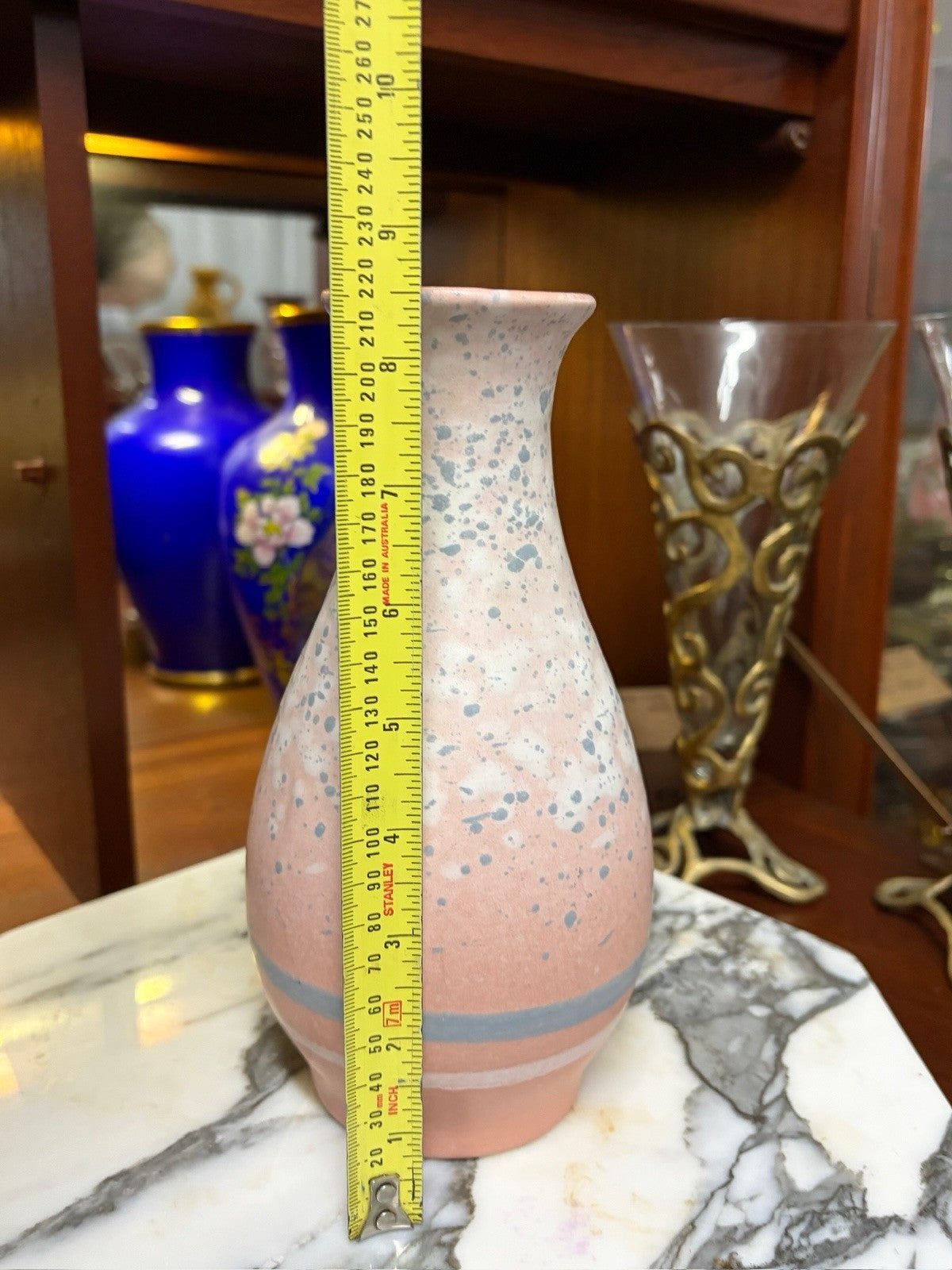 Scheurich 227-22 West German Pottery Vase Pink Fat Lava Mid Century WGP