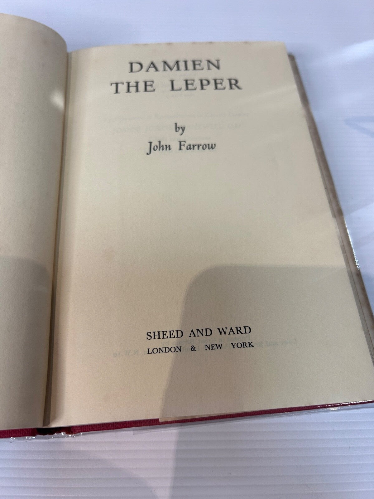 Damien the Leper John Farrow 1955 HC DJ 1st Ed Sheed & Ward Catholic Biography
