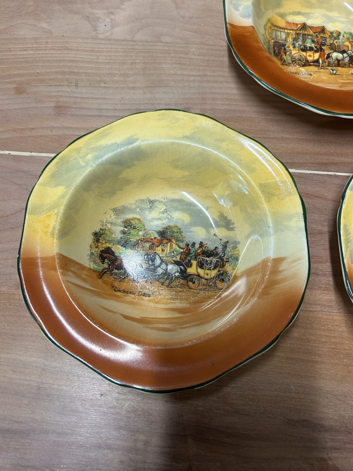 Empire Ware Dickens Days Bowl Set x6 Stagecoach Scene Vintage England