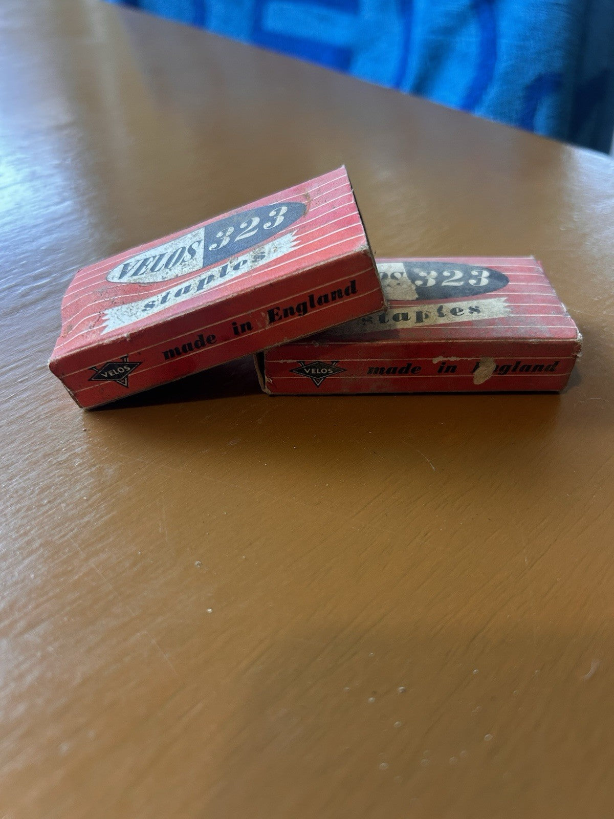 Vintage VELOS 323 Staples Boxes x2 Made in England Office Ephemera